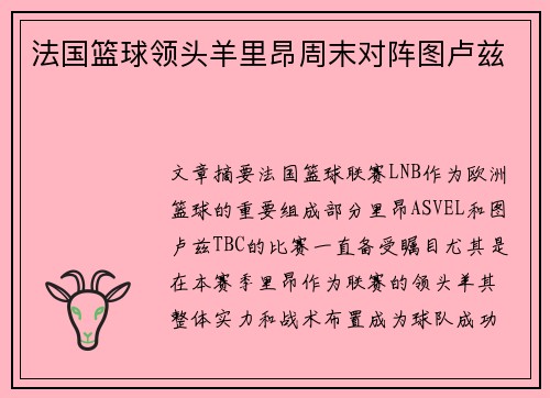 法国篮球领头羊里昂周末对阵图卢兹